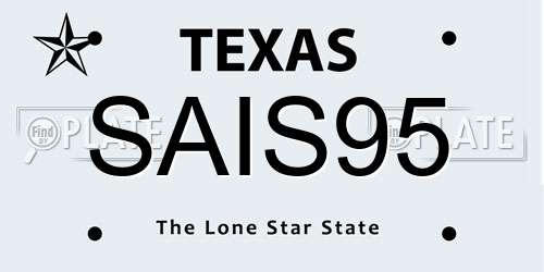 SAIS95 Texas License Plate