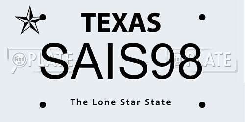 SAIS98 Texas License Plate