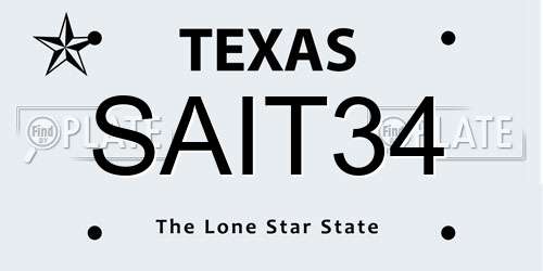 SAIT34 Texas License Plate