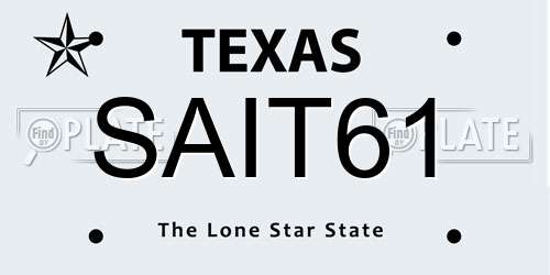 SAIT61 Texas License Plate