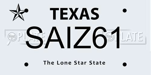 SAIZ61 Texas License Plate