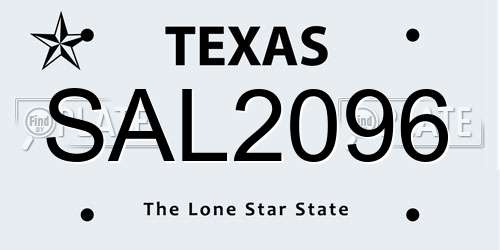SAL2096 Texas License Plate