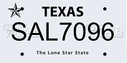SAL7096 Texas License Plate