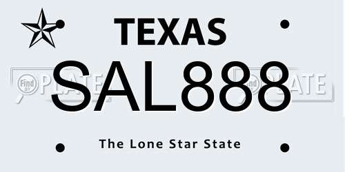 SAL888 Texas License Plate