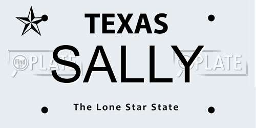 SALLY Texas License Plate