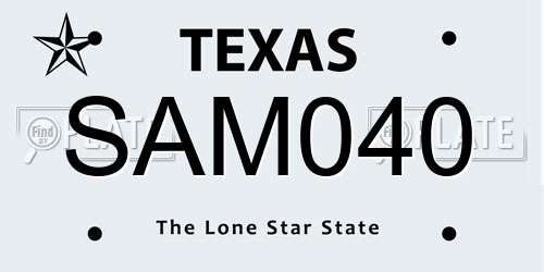 SAM040 Texas License Plate