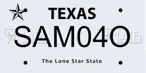 SAM04O Texas License Plate