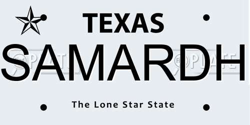 SAMARDH Texas License Plate