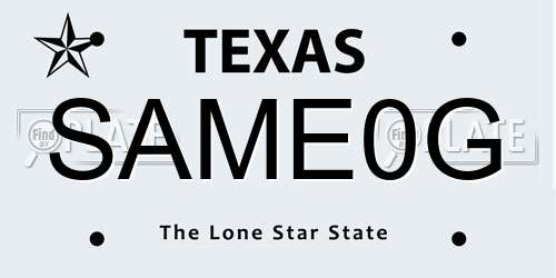SAME0G Texas License Plate
