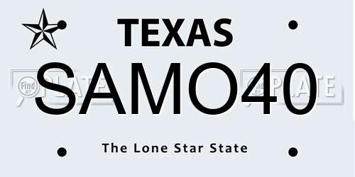 SAMO40 Texas License Plate