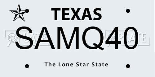 SAMQ40 Texas License Plate
