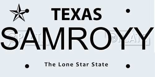 SAMROYY Texas License Plate