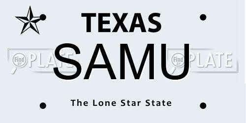 SAMU Texas License Plate