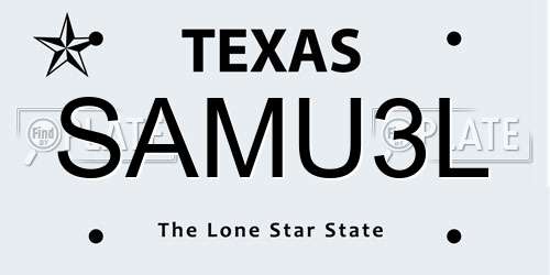 SAMU3L Texas License Plate