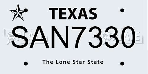 SAN7330 Texas License Plate