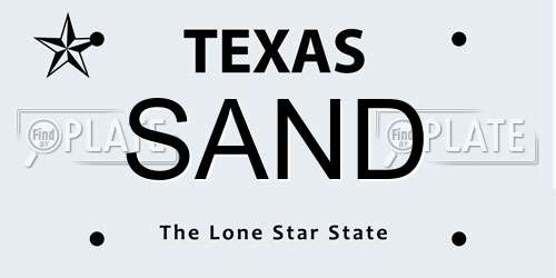 SAND Texas License Plate