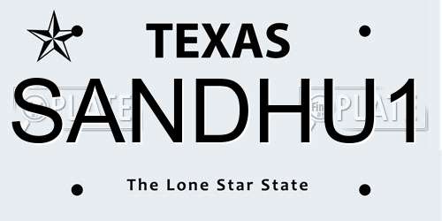 SANDHU1 Texas License Plate