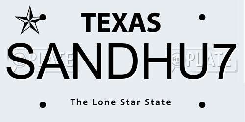 SANDHU7 Texas License Plate