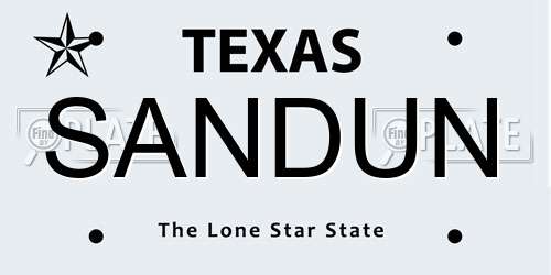 SANDUN Texas License Plate