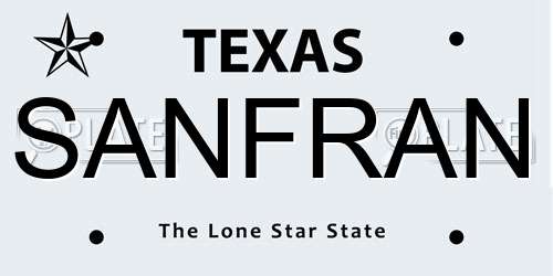 SANFRAN Texas License Plate