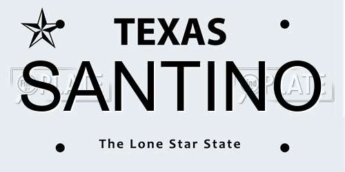 SANTINO Texas License Plate