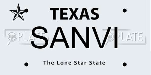 SANVI Texas License Plate