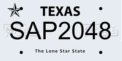 SAP2048 Texas License Plate