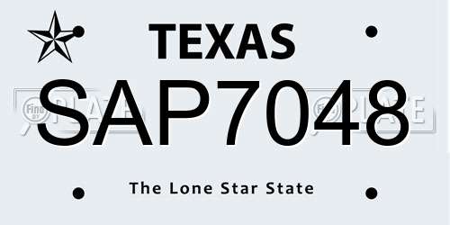 SAP7048 Texas License Plate