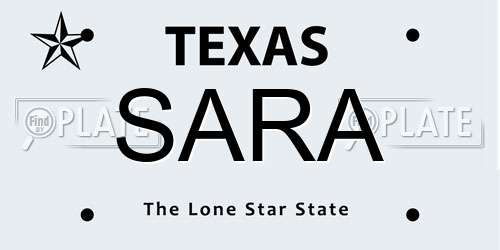 SARA Texas License Plate
