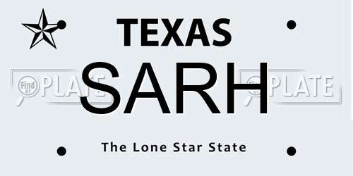 SARH Texas License Plate