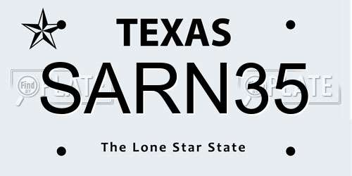 SARN35 Texas License Plate