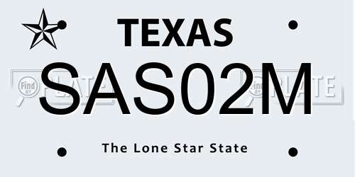 SAS02M Texas License Plate