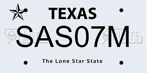 SAS07M Texas License Plate