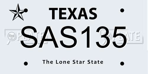 SAS135 Texas License Plate