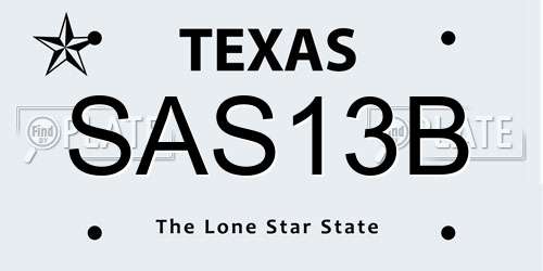 SAS13B Texas License Plate