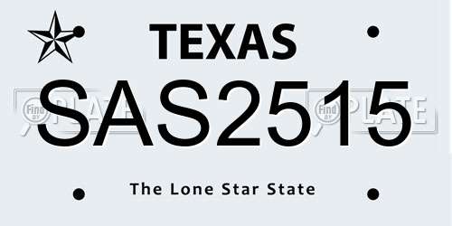 SAS2515 Texas License Plate