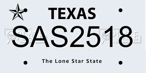 SAS2518 Texas License Plate
