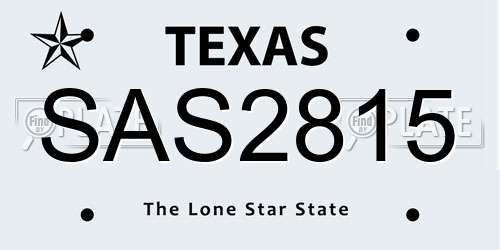 SAS2815 Texas License Plate