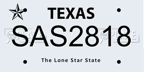 SAS2818 Texas License Plate
