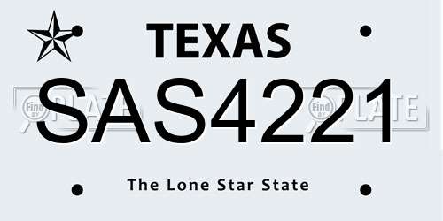 SAS4221 Texas License Plate