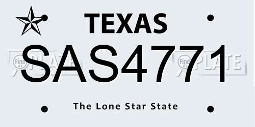 SAS4771 Texas License Plate