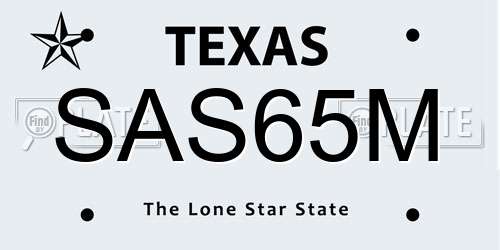 SAS65M Texas License Plate