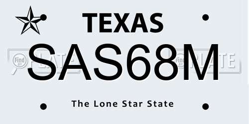 SAS68M Texas License Plate