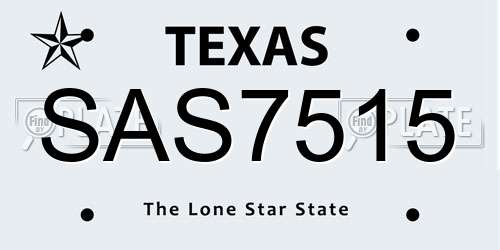 SAS7515 Texas License Plate