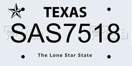 SAS7518 Texas License Plate