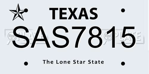 SAS7815 Texas License Plate