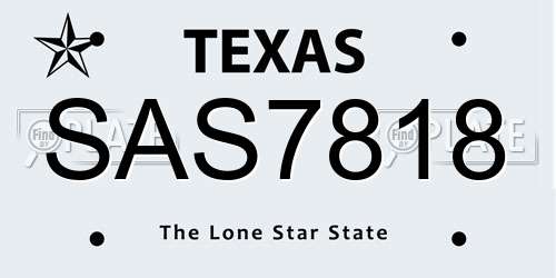 SAS7818 Texas License Plate