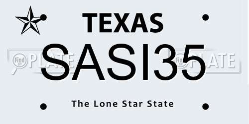 SASI35 Texas License Plate