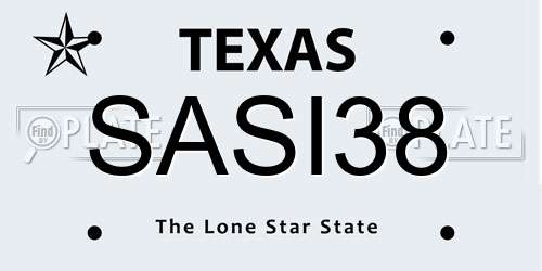 SASI38 Texas License Plate