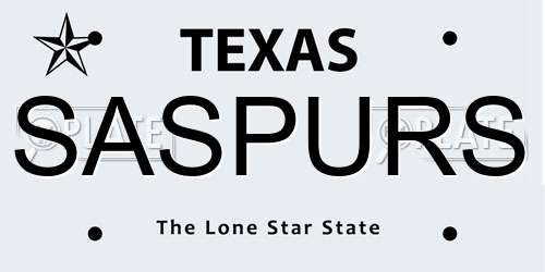 SASPURS Texas License Plate
